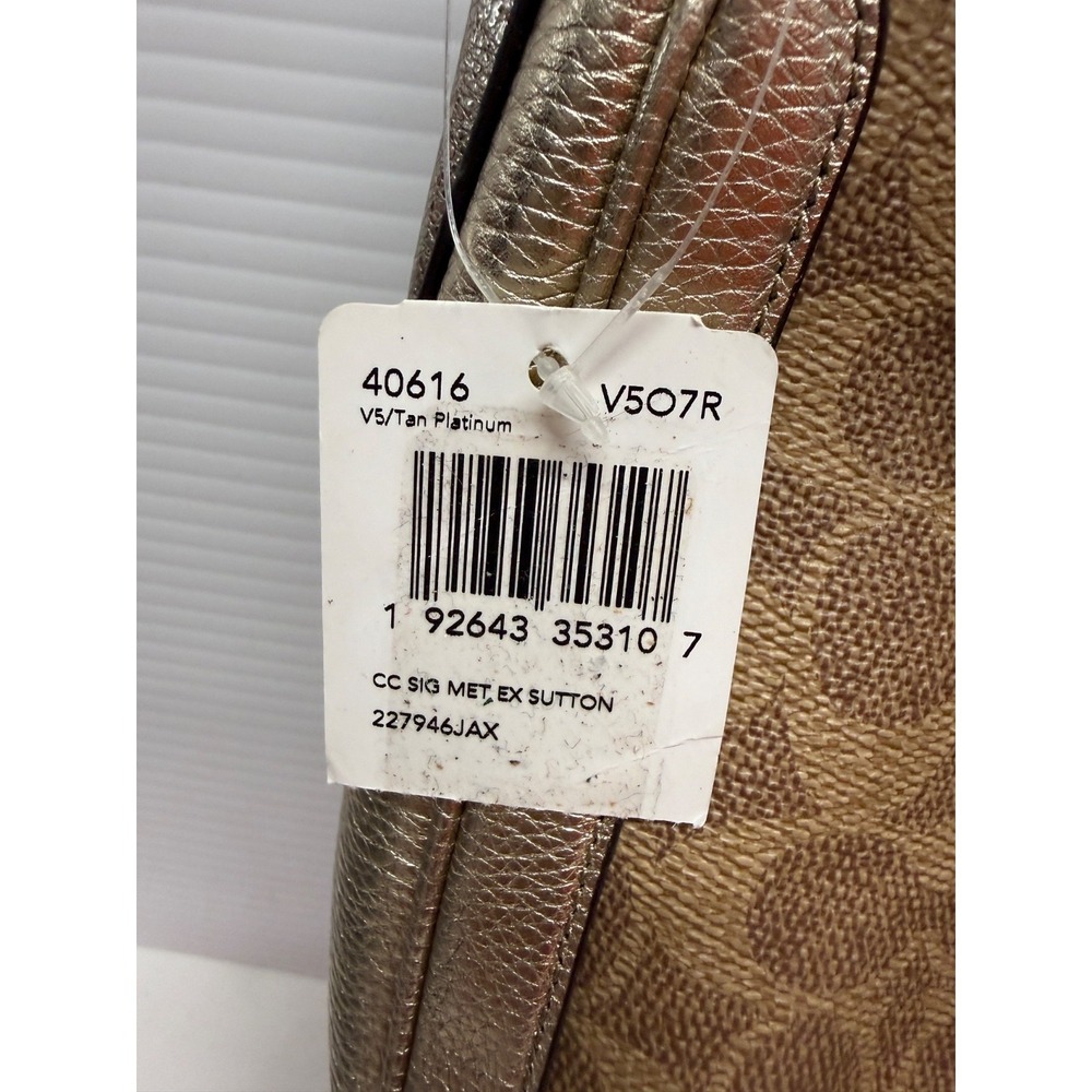 Coach Sutton Hobo Shoulder Crossbody Bag Signature Canvas Snakeskin TAN PLATINUM - Picture 2 of 14